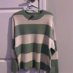 White and green stripped sweater